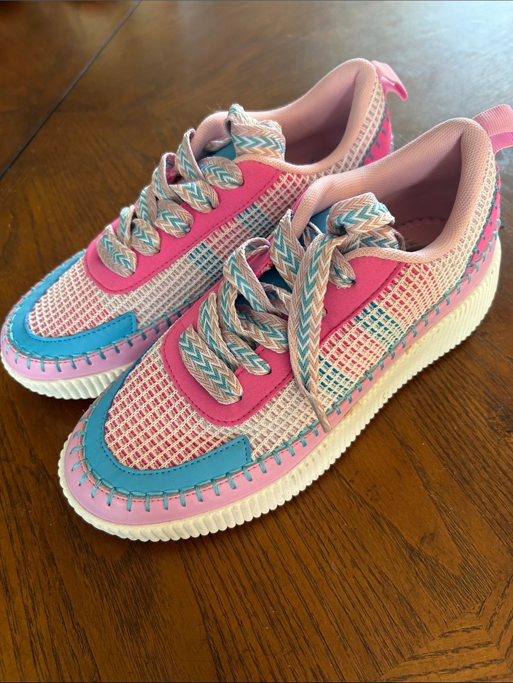 NEW Platform Sneakers La Sheelah pink blue 8.5
